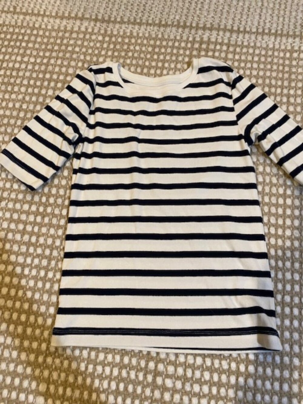 LOFT Navy & White Striped Crew Neck Tee - Size M